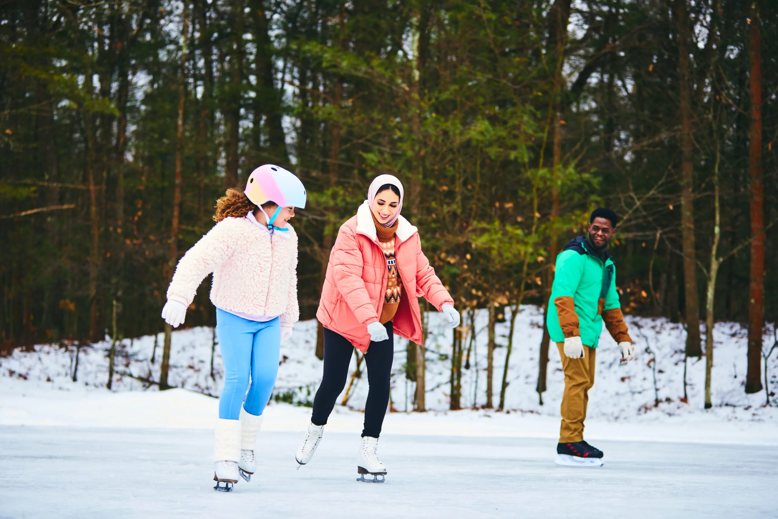 Family ice skating in Traverse City Michigan
