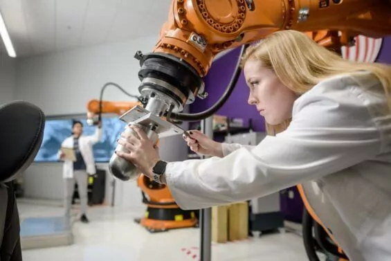 Female engineer manufactures thermoelectrictrically heated and cooled car seats.