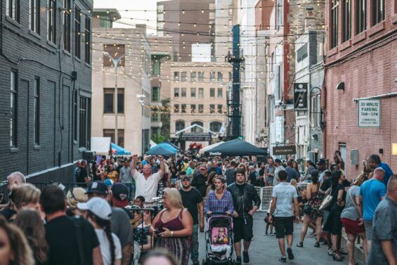 Crowds gather in downtown Flint for Alley Fest.