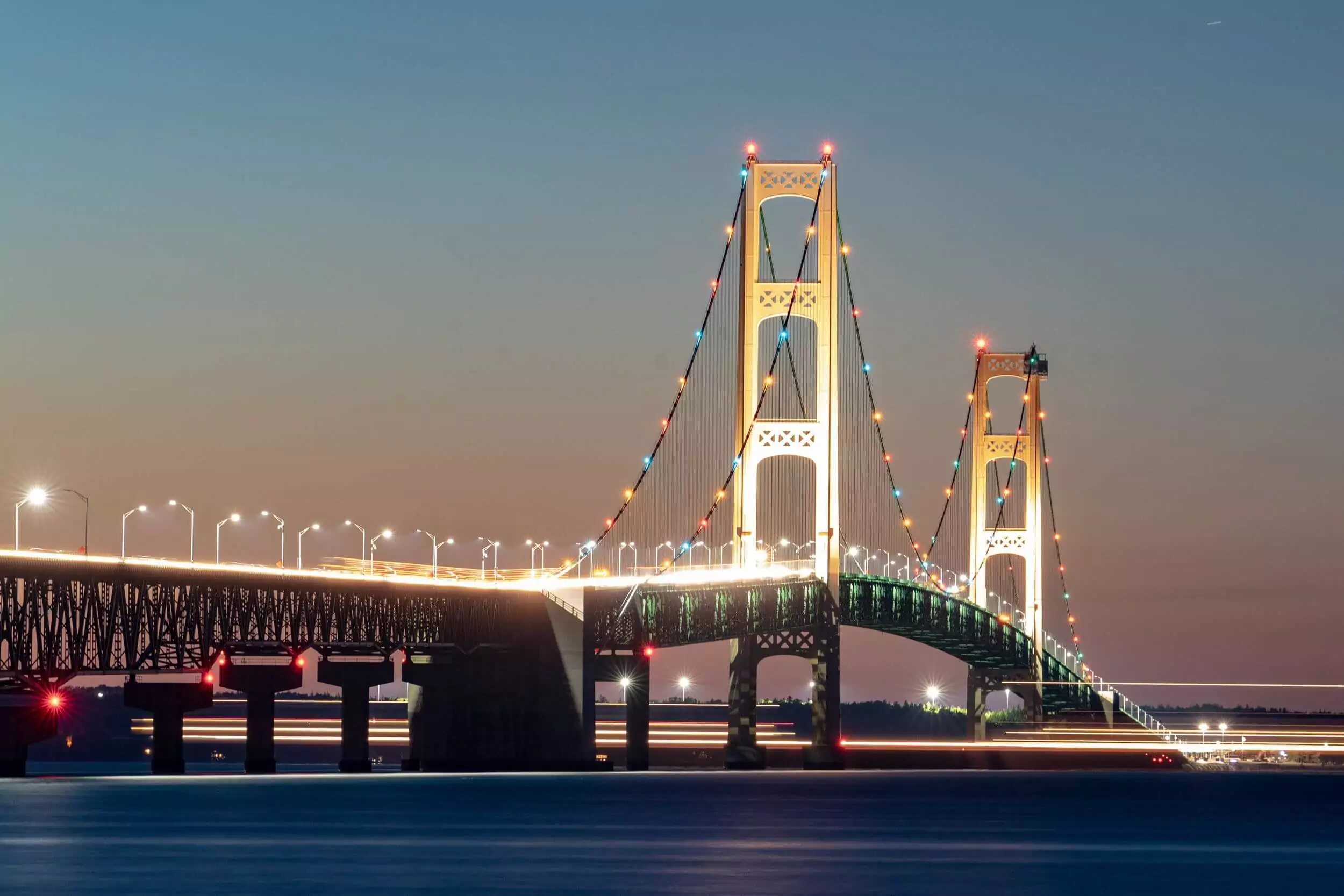 Mackinac Bridge at Sunset.