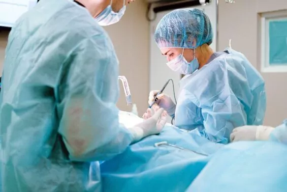 Doctors in the operating room.