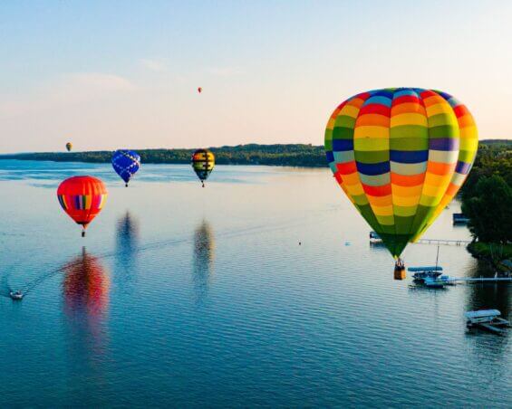 Very colorful hot air balloons over Bellaire.