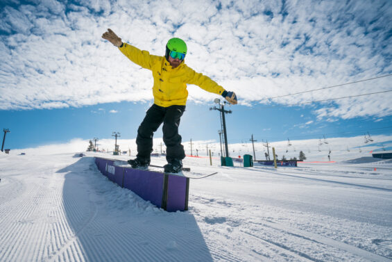 Snowboarder at Mt. Brighton in Michigan
