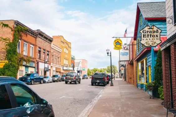 Quaint main street in Negaunee.